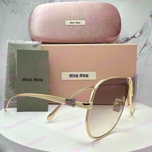 New MIU MIU Sunglasses Seen on Bad Bunny MUA56S 5AK90L Gold Metal Aviator